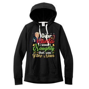 Christmas Trump Dear Santa Fake News Funny Xmas Women's Fleece Hoodie