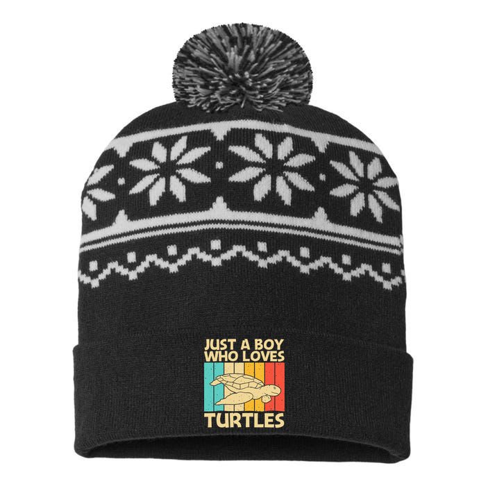 Cool Turtle Design For Sea Turtle Aquatic Animal USA-Made Snowflake Beanie