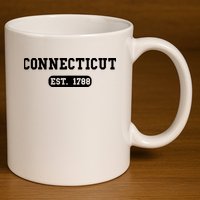 Connecticut Throwback Design Classic 11oz C Handle Ceramic Mug