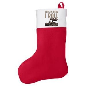 Cool Train Design Steam Locomotive Train Lover Felt Holiday Christmas Stocking