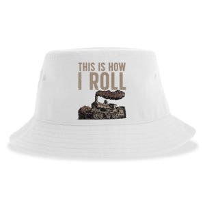 Cool Train Design Steam Locomotive Train Lover Sustainable Bucket Hat