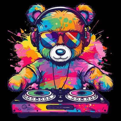 Cartoon Teddy Dj T-Shirt