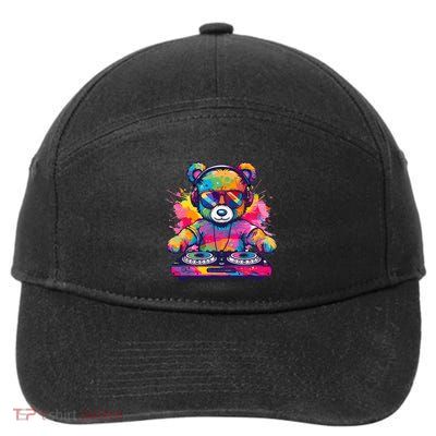 Cartoon Teddy Dj 7-Panel Snapback Hat