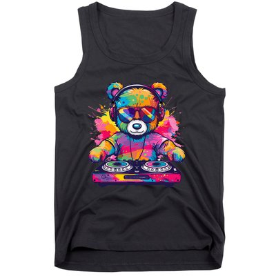 Cartoon Teddy Dj Tank Top