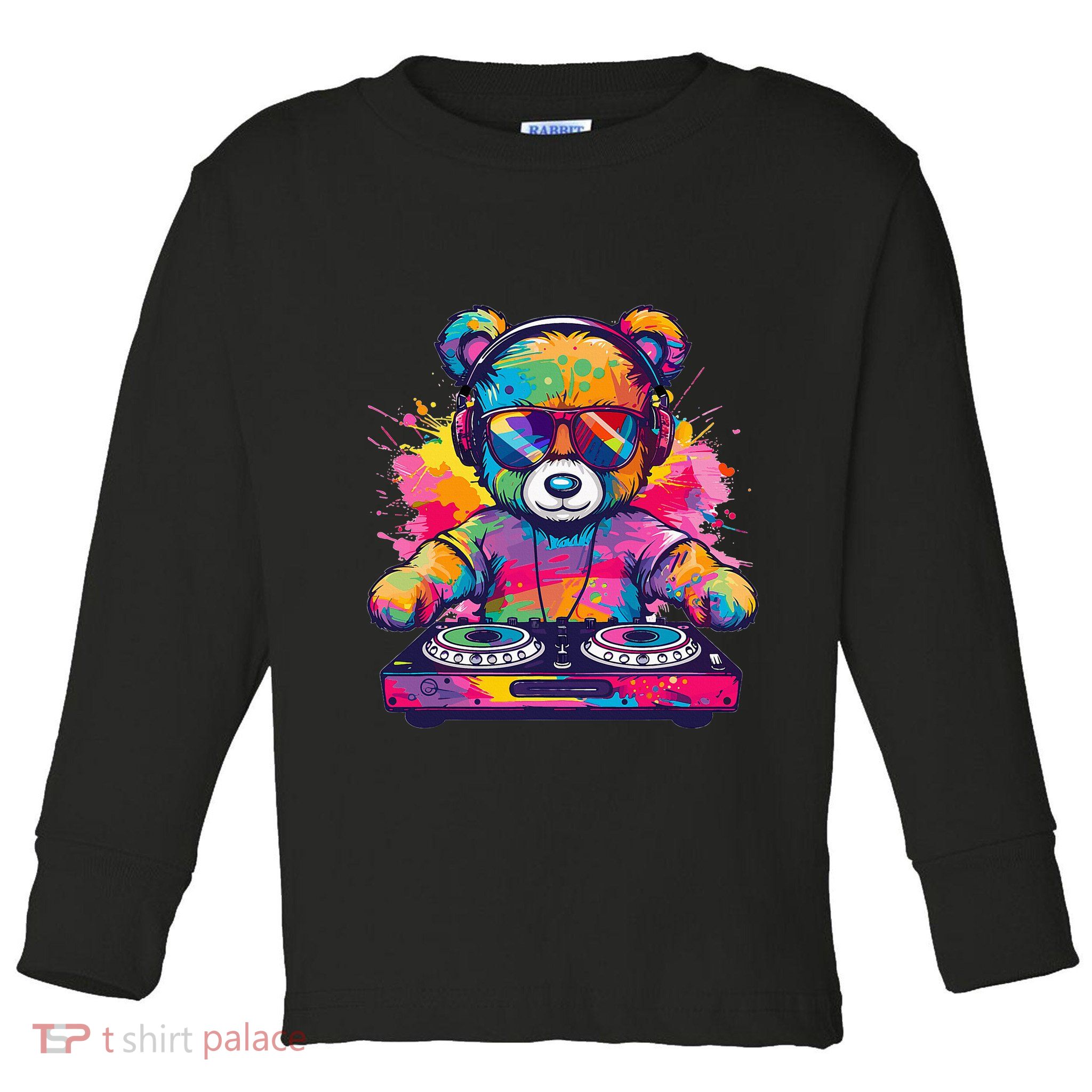 Cartoon Teddy Dj Toddler Long Sleeve Shirt
