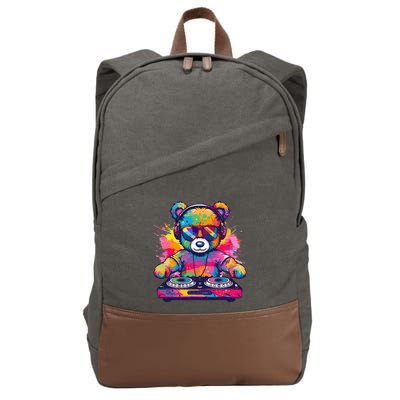 Cartoon Teddy Dj Cotton Canvas Backpack