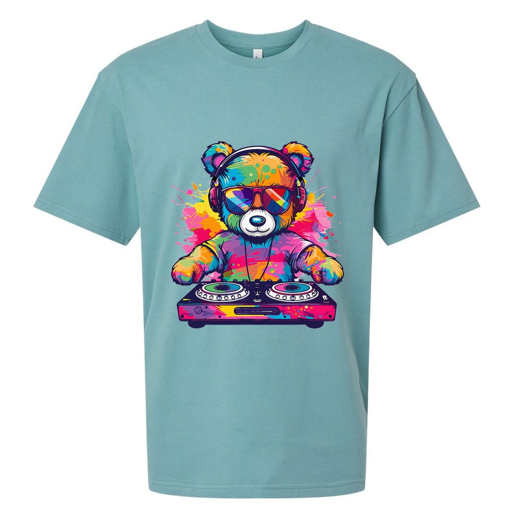 Cartoon Teddy Dj Sueded Cloud Jersey T-Shirt