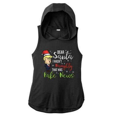 Christmas Trump Dear Santa Fake News Funny Xmas Ladies PosiCharge Tri-Blend Wicking Draft Hoodie Tank