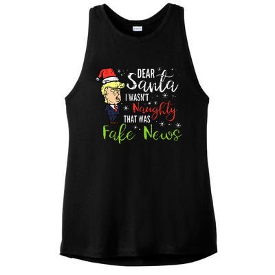 Christmas Trump Dear Santa Fake News Funny Xmas Ladies PosiCharge Tri-Blend Wicking Tank