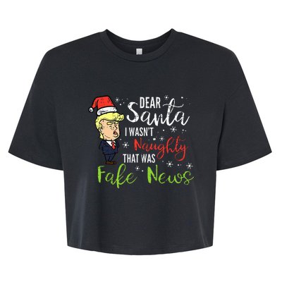 Christmas Trump Dear Santa Fake News Funny Xmas Bella+Canvas Jersey Crop Tee