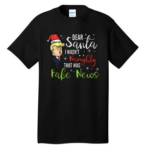 Christmas Trump Dear Santa Fake News Funny Xmas Tall T-Shirt