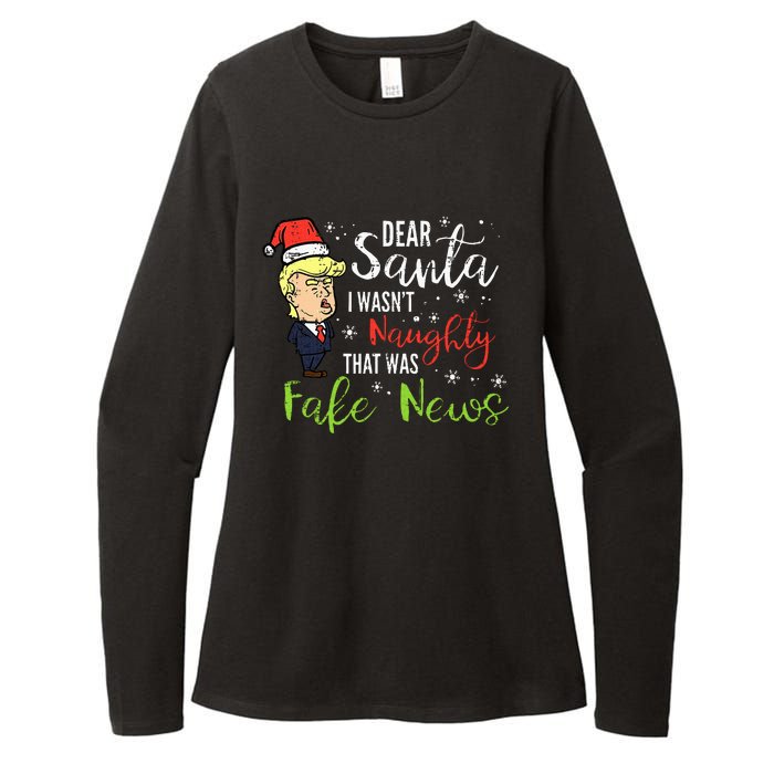 Christmas Trump Dear Santa Fake News Funny Xmas Womens CVC Long Sleeve Shirt