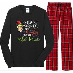 Christmas Trump Dear Santa Fake News Funny Xmas Long Sleeve Pajama Set