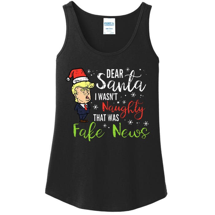 Christmas Trump Dear Santa Fake News Funny Xmas Ladies Essential Tank