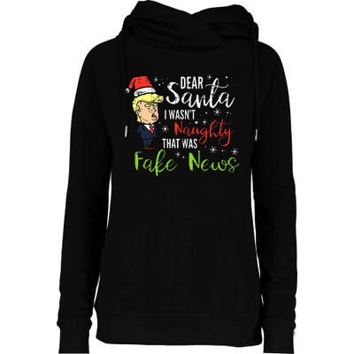 Christmas Trump Dear Santa Fake News Funny Xmas Womens Funnel Neck Pullover Hood