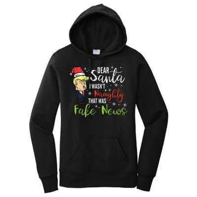 Christmas Trump Dear Santa Fake News Funny Xmas Women's Pullover Hoodie