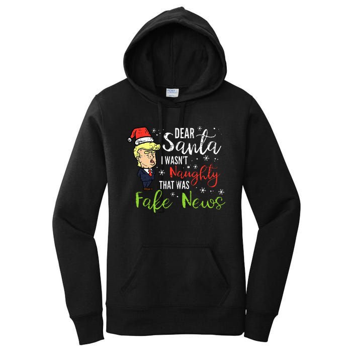 Christmas Trump Dear Santa Fake News Funny Xmas Women's Pullover Hoodie