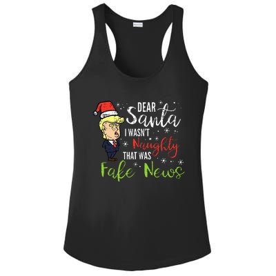 Christmas Trump Dear Santa Fake News Funny Xmas Ladies PosiCharge Competitor Racerback Tank