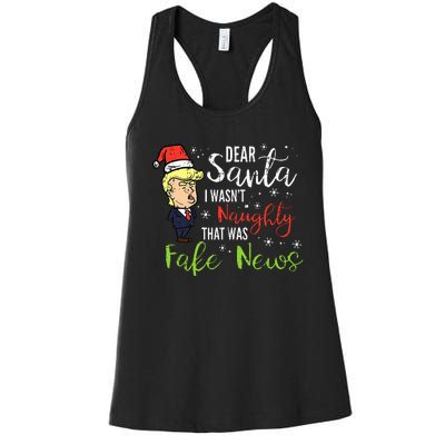 Christmas Trump Dear Santa Fake News Funny Xmas Women's Racerback Tank