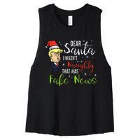 Christmas Trump Dear Santa Fake News Funny Xmas Women's Racerback Cropped Tank