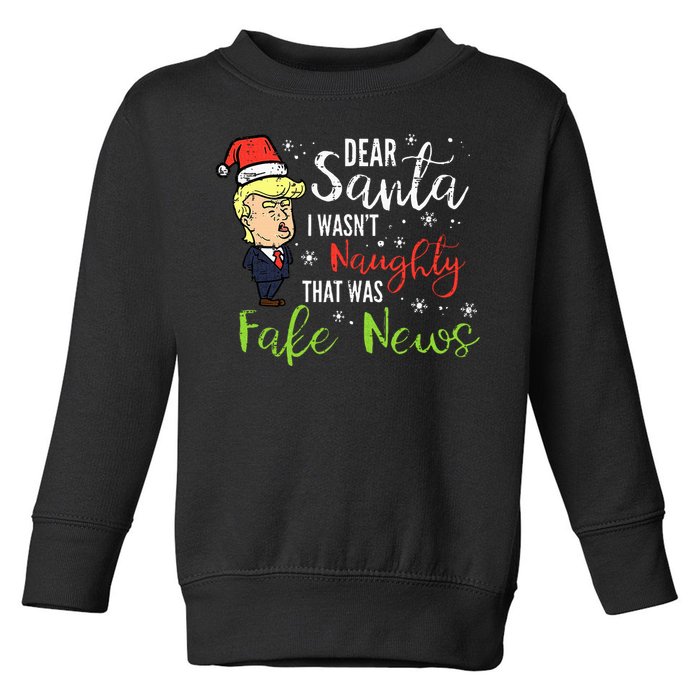 Christmas Trump Dear Santa Fake News Funny Xmas Toddler Sweatshirt