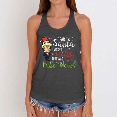 Christmas Trump Dear Santa Fake News Funny Xmas Women's Knotted Racerback Tank