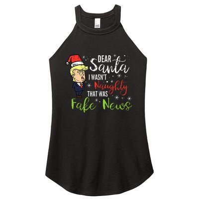 Christmas Trump Dear Santa Fake News Funny Xmas Women's Perfect Tri Rocker Tank