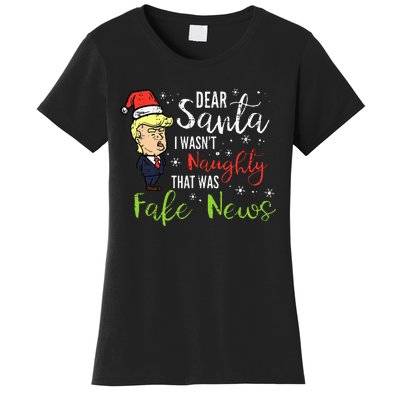 Christmas Trump Dear Santa Fake News Funny Xmas Women's T-Shirt