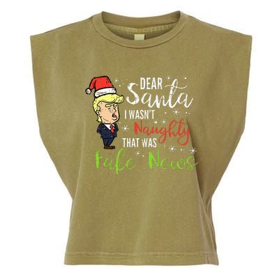 Christmas Trump Dear Santa Fake News Funny Xmas Garment-Dyed Women's Muscle Tee