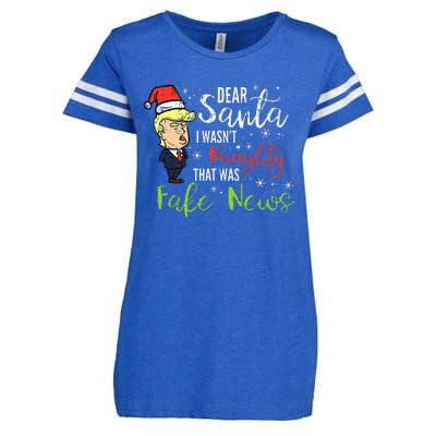 Christmas Trump Dear Santa Fake News Funny Xmas Enza Ladies Jersey Football T-Shirt