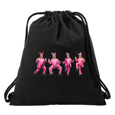 Cute Trump Dance Easter Day Bunny Funny Trump Easter Day Drawstring Bag