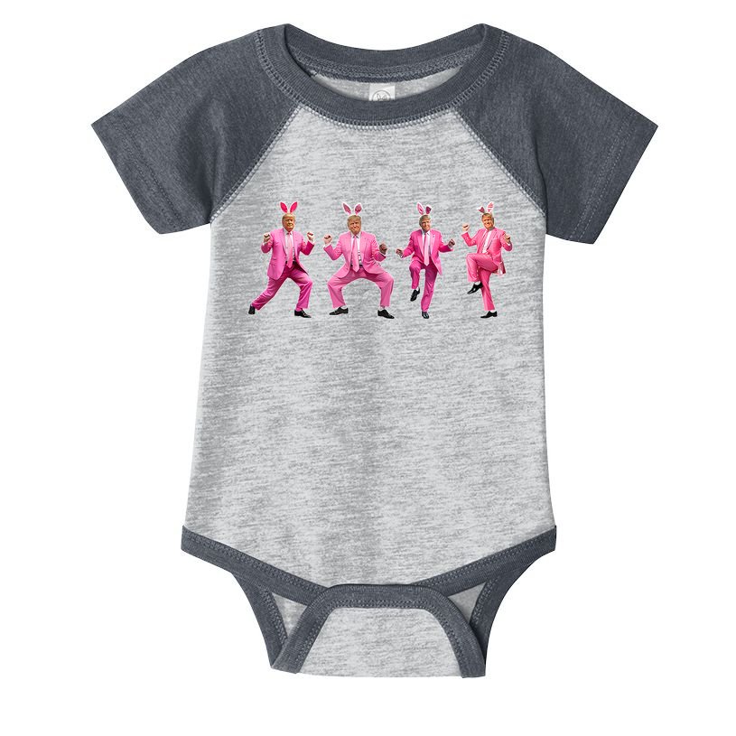 Cute Trump Dance Easter Day Bunny Funny Trump Easter Day Infant Baby Jersey Bodysuit