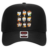 Cute Teeth Dental Squad Dental Assistant Thanksgiving High Crown Mesh Back Trucker Hat