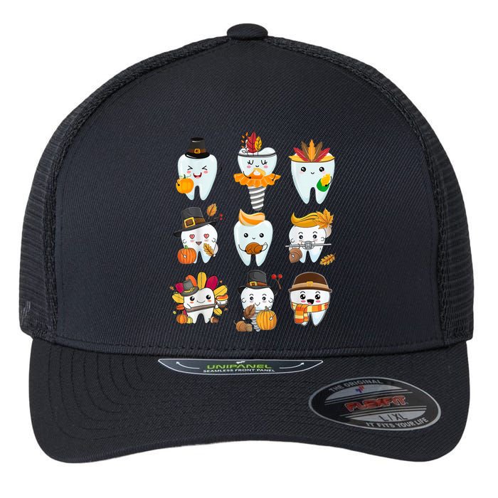 Cute Teeth Dental Squad Dental Assistant Thanksgiving Flexfit Unipanel Trucker Cap