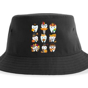 Cute Teeth Dental Squad Dental Assistant Thanksgiving Sustainable Bucket Hat