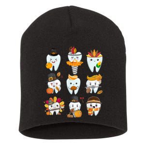 Cute Teeth Dental Squad Dental Assistant Thanksgiving Short Acrylic Beanie