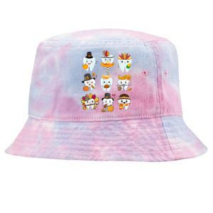 Cute Teeth Dental Squad Dental Assistant Thanksgiving Tie-Dyed Bucket Hat