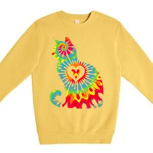 Cat Tie Dye Colorful Pet Mom Dad Lover Meow Premium Crewneck Sweatshirt