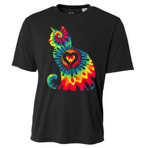 Cat Tie Dye Colorful Pet Mom Dad Lover Meow Cooling Performance Crew T-Shirt