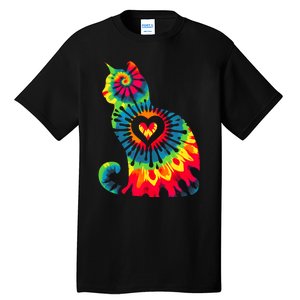 Cat Tie Dye Colorful Pet Mom Dad Lover Meow Tall T-Shirt