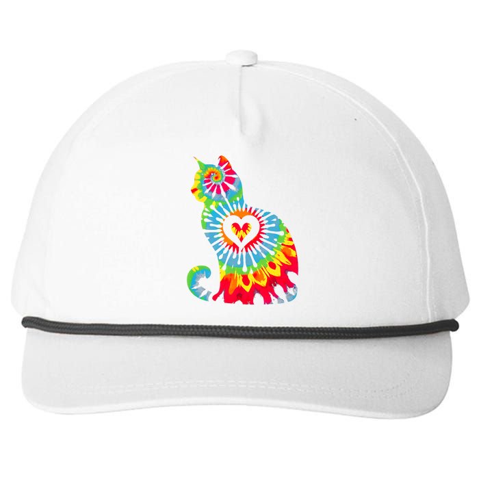 Cat Tie Dye Colorful Pet Mom Dad Lover Meow Snapback Five-Panel Rope Hat