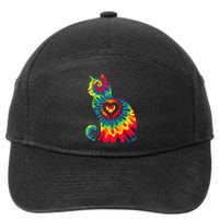 Cat Tie Dye Colorful Pet Mom Dad Lover Meow 7-Panel Snapback Hat