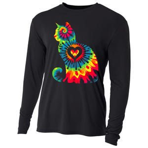 Cat Tie Dye Colorful Pet Mom Dad Lover Meow Cooling Performance Long Sleeve Crew