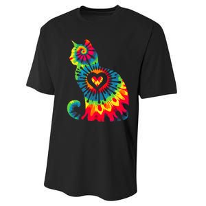 Cat Tie Dye Colorful Pet Mom Dad Lover Meow Performance Sprint T-Shirt