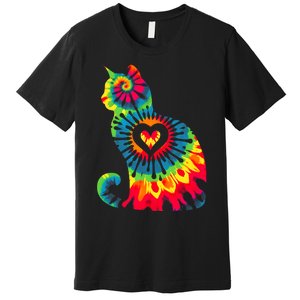 Cat Tie Dye Colorful Pet Mom Dad Lover Meow Premium T-Shirt