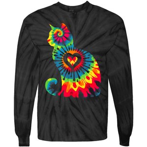 Cat Tie Dye Colorful Pet Mom Dad Lover Meow Tie-Dye Long Sleeve Shirt