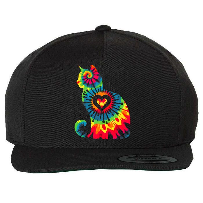 Cat Tie Dye Colorful Pet Mom Dad Lover Meow Wool Snapback Cap