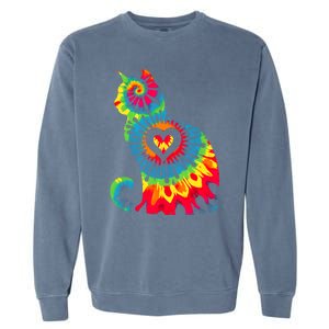 Cat Tie Dye Colorful Pet Mom Dad Lover Meow Garment-Dyed Sweatshirt