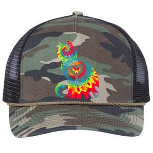 Cat Tie Dye Colorful Pet Mom Dad Lover Meow Retro Rope Trucker Hat Cap