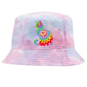 Cat Tie Dye Colorful Pet Mom Dad Lover Meow Tie-Dyed Bucket Hat